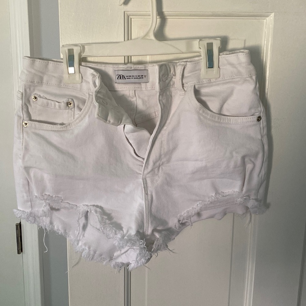 Zara white jean shorts